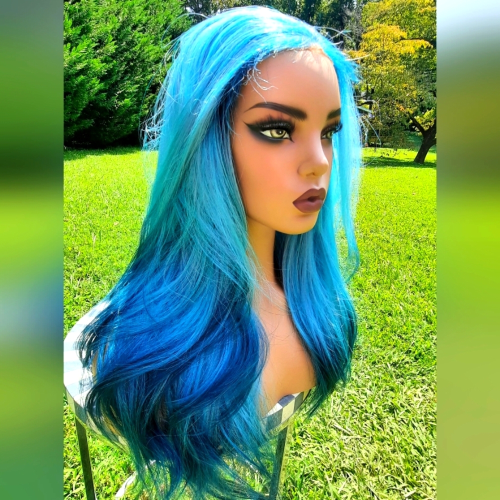 13x4 Lace front layered blue ombre wig